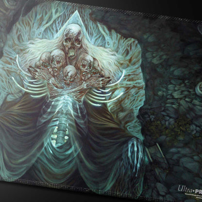 A dark fantasy stitched playmat featuring Myrkul, the Lord of the Dead, from Magic: The Gathering's Commander Series #5.