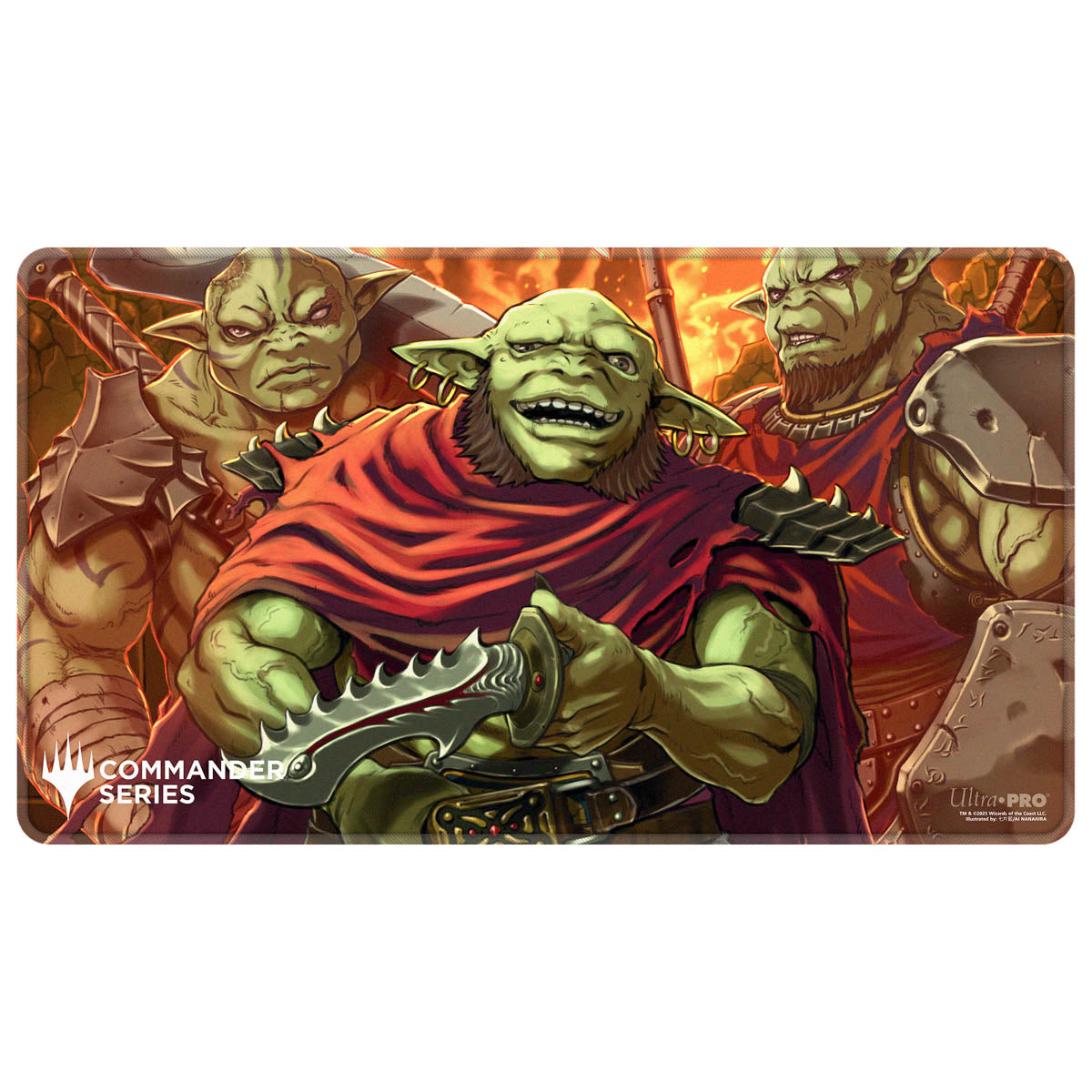 A rectangular playmat featuring artwork from Magic: The Gathering's Commander Series #6, showing Krenko and his goblin horde. Brand: Ultra PRO, Item: Commander Series #6 Krenko Stitched Playmat for Magic: The Gathering