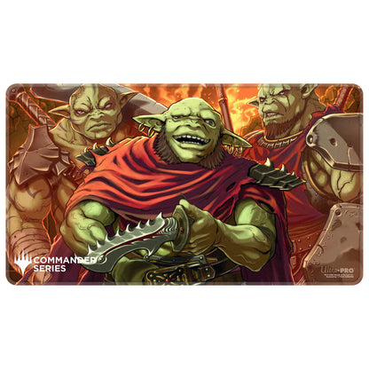 A rectangular playmat featuring artwork from Magic: The Gathering's Commander Series #6, showing Krenko and his goblin horde. Brand: Ultra PRO, Item: Commander Series #6 Krenko Stitched Playmat for Magic: The Gathering