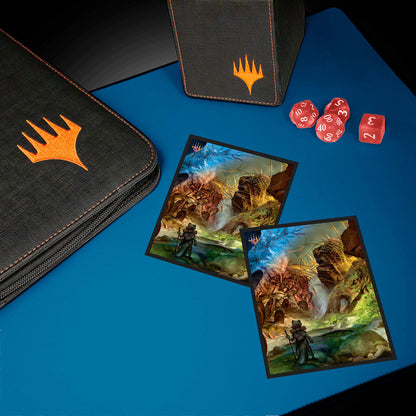 A black Magic: The Gathering deck box with an orange Planeswalker symbol. Brand: Ultra Pro, Item: Bloomburrow Season Lands: Swamp (Summer) DECK PROTECTOR® Sleeves (100ct).