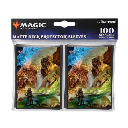 A matte black Magic: The Gathering deck protector sleeves. Brand: Ultra-Pro, Item: Bloomburrow Season Lands: Swamp (Summer) DECK PROTECTOR® Sleeves (100ct).