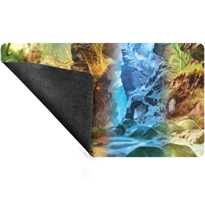 A gaming playmat featuring artwork from Magic: The Gathering's Bloomburrow Season Lands: Swamp (Four Seasons).