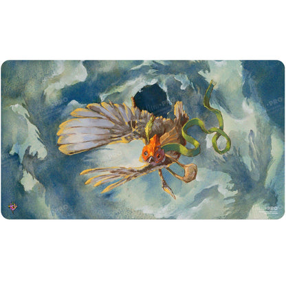 A watercolor-style Playmat featuring Kastral, the Windcrested from Magic: The Gathering, with a bird-like creature in flight. Brand: Ultra PRO, Item: Bloomburrow Kastral, the Windcrested Playmat.