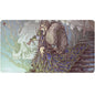 A fantasy art playmat featuring Camellia, the Seedmiser from Magic: The Gathering, with a squirrel-like creature in ornate armor and a large skull in the background. Brand: Ultra PRO, Item: Bloomburrow Camellia, the Seedmiser Playmat for Magic: The Gathering.