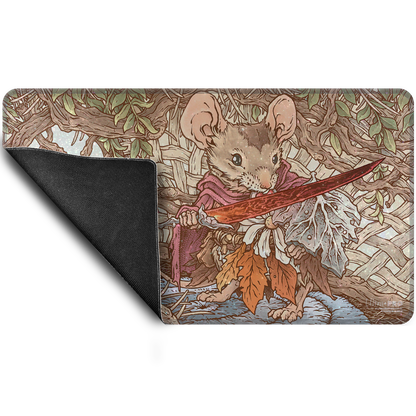 A HOLOFOIL® Standard Gaming Playmat featuring Mabel, Heir to Cragflame from Bloomburrow for Magic: The Gathering.
