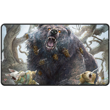 A Black Stitched Standard Gaming Playmat featuring Lumra, Bellow of the Woods from Magic: The Gathering, illustrated by Ultra PRO.