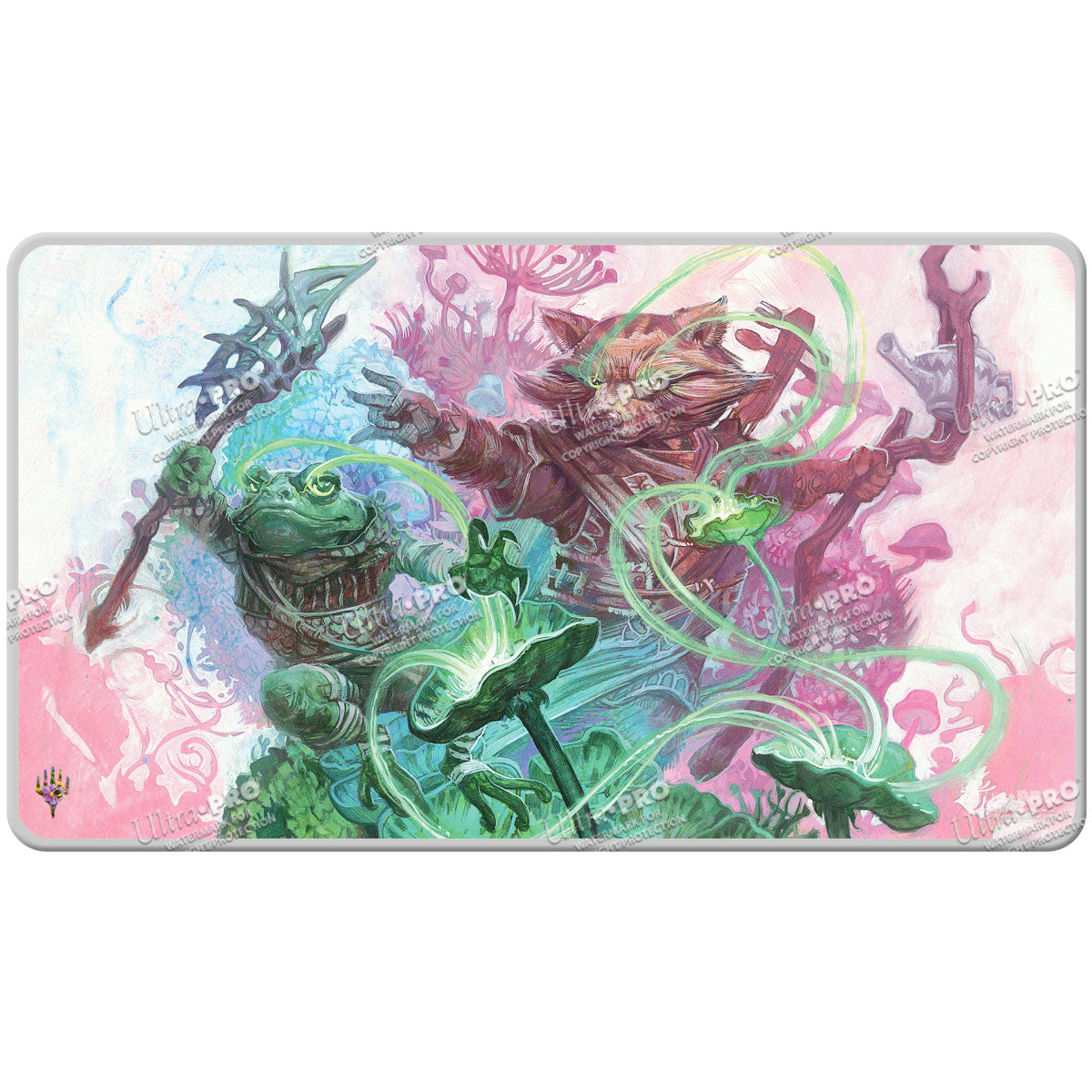 A colorful Sylvan Tutor Stitched Edge Standard Gaming Playmat for Magic: The Gathering. Brand: Ultra PRO, Item: Bloomburrow Sylvan Tutor.