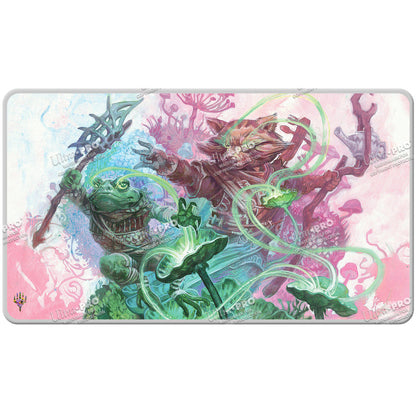 A colorful Sylvan Tutor Stitched Edge Standard Gaming Playmat for Magic: The Gathering. Brand: Ultra PRO, Item: Bloomburrow Sylvan Tutor.