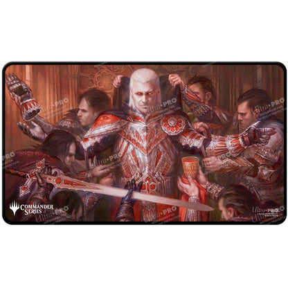 A black stitched Commander Series #3: Enemy - Edgar (Fan Voted) gaming playmat for Magic: The Gathering. Brand: Ultra PRO, Item: Commander Series #3: Enemy - Edgar (Fan Voted) Black Stitched Standard Gaming Playmat for Magic: The Gathering