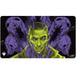 A purple and yellow gaming playmat featuring Kaito, Bane of Nightmares from Magic: The Gathering. Brand: Ultra PRO, Item: Duskmourn Kaito, Bane of Nightmares (Double Exposure Alt) Standard Gaming Playmat.