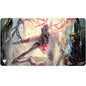 A creature with red eyes and antlers, draped in tattered white cloth, with glowing red orbs in its chest. The creature is a Duskmourn Overlord of the Mistmoors Standard Gaming Playmat for Magic: The Gathering by Ultra PRO.