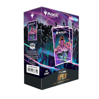 A purple Magic: The Gathering Foundations Liliana 105ct APEX DECK PROTECTOR® Sleeves. Brand: Ultra-Pro, Item: Foundations Liliana 105ct APEX DECK PROTECTOR® Sleeves for Magic: The Gathering