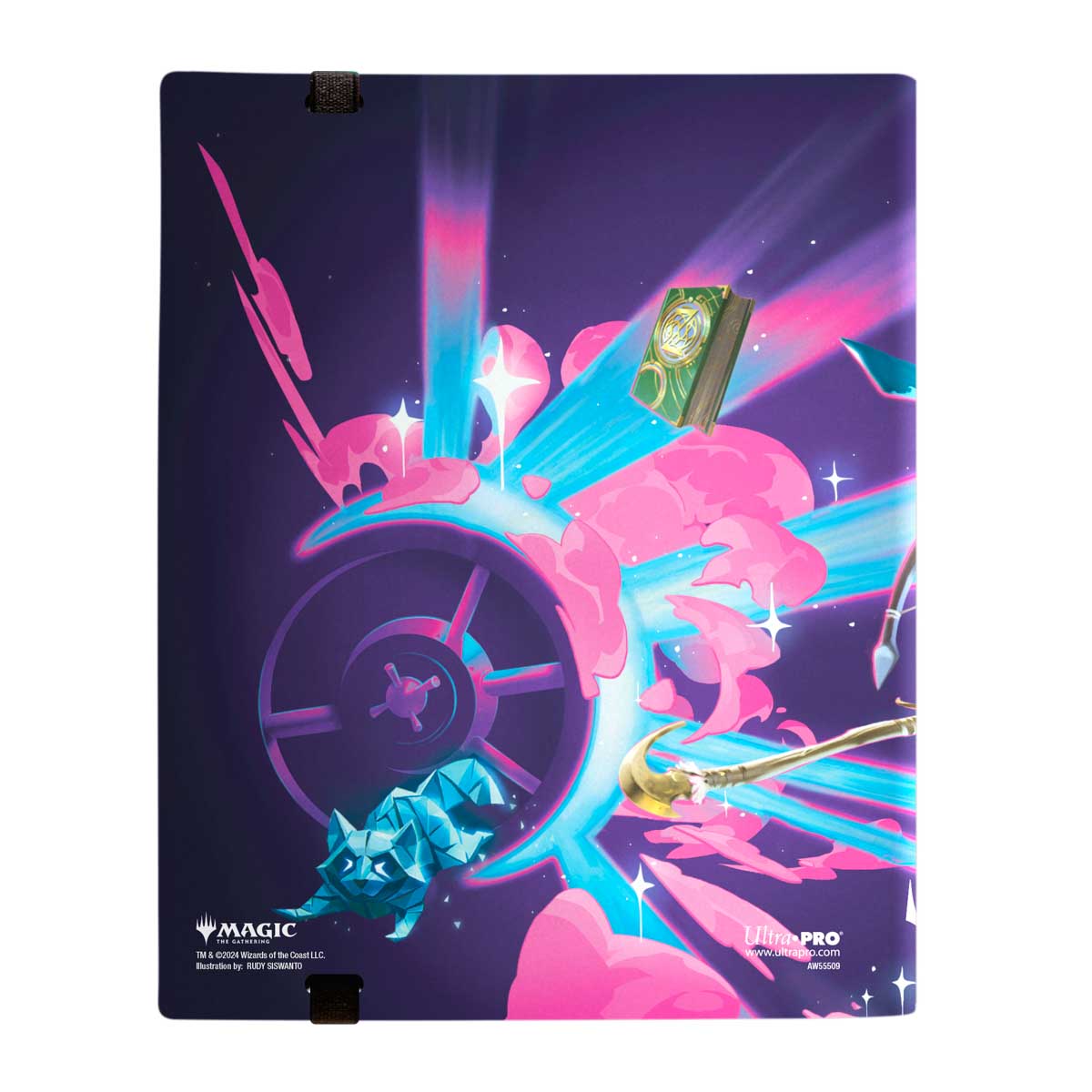 A purple and pink Magic: The Gathering playmat with a celestial theme. Brand: Ultra Pro, Item: Foundations Tiny Bones 9-Pocket PRO-BINDER®