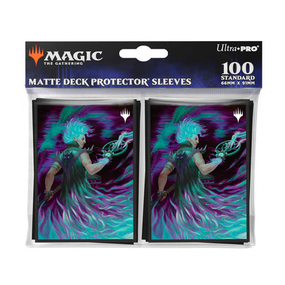 A matte deck protector sleeves featuring Aetherdrift Winter, Cursed Rider artwork. Brand: Ultra Pro, Item: Magic: The Gathering 100ct Sleeves.