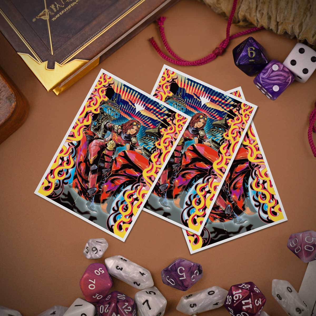 A Chandra, Spark Hunter themed deck protector sleeve set. Brand: Ultra PRO, Item: Aetherdrift Chandra, Spark Hunter 105ct APEX DECK PROTECTOR® Sleeves for Magic: The Gathering.