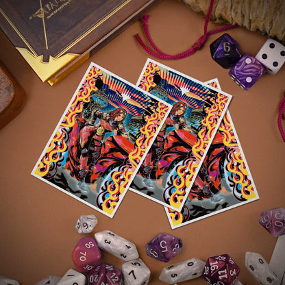 A Chandra, Spark Hunter themed deck protector sleeve set. Brand: Ultra PRO, Item: Aetherdrift Chandra, Spark Hunter 105ct APEX DECK PROTECTOR® Sleeves for Magic: The Gathering.