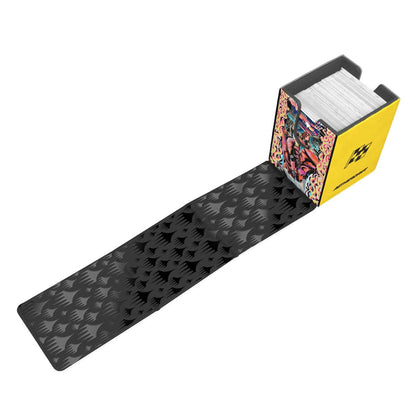 A yellow Aetherdrift Chandra, Spark Hunter ALCOVE Flip DECK BOX for Magic: The Gathering. Brand: Ultra PRO, Item: Aetherdrift Chandra, Spark Hunter ALCOVE Flip DECK BOX.