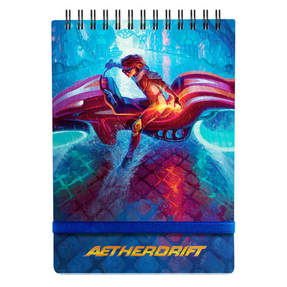 A blue Aetherdrift Chandra Spiral Life Pad for Magic: The Gathering.