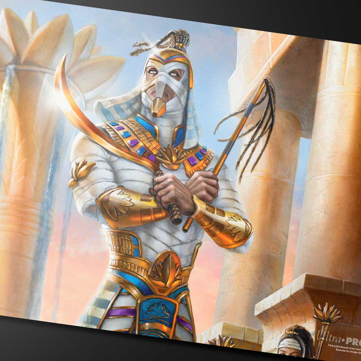 A Magic: The Gathering playmat featuring the Aetherdrift Amonkhet Eternal Might (Commander) artwork. Brand: Ultra PRO, Item: Aetherdrift Amonkhet Eternal Might (Commander) Playmat.