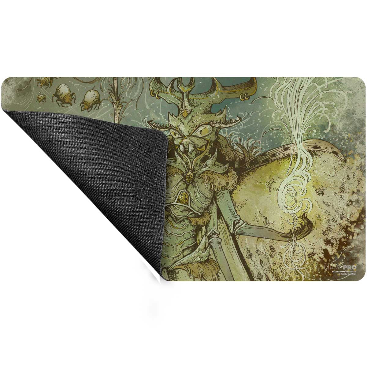 A green and yellow Aetherdrift Aatchik, Emerald Radian Playmat for Magic: The Gathering. Brand: Ultra PRO, Item: Aetherdrift Aatchik, Emerald Radian Playmat.