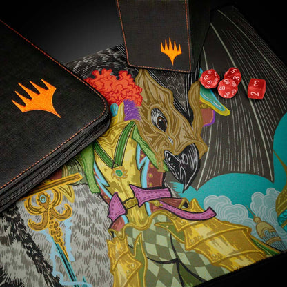 A black Magic: The Gathering playmat featuring the Aetherdrift Caradora artwork. Brand: Unknown, Item: Aetherdrift Caradora, Heart of Alacria Playmat.