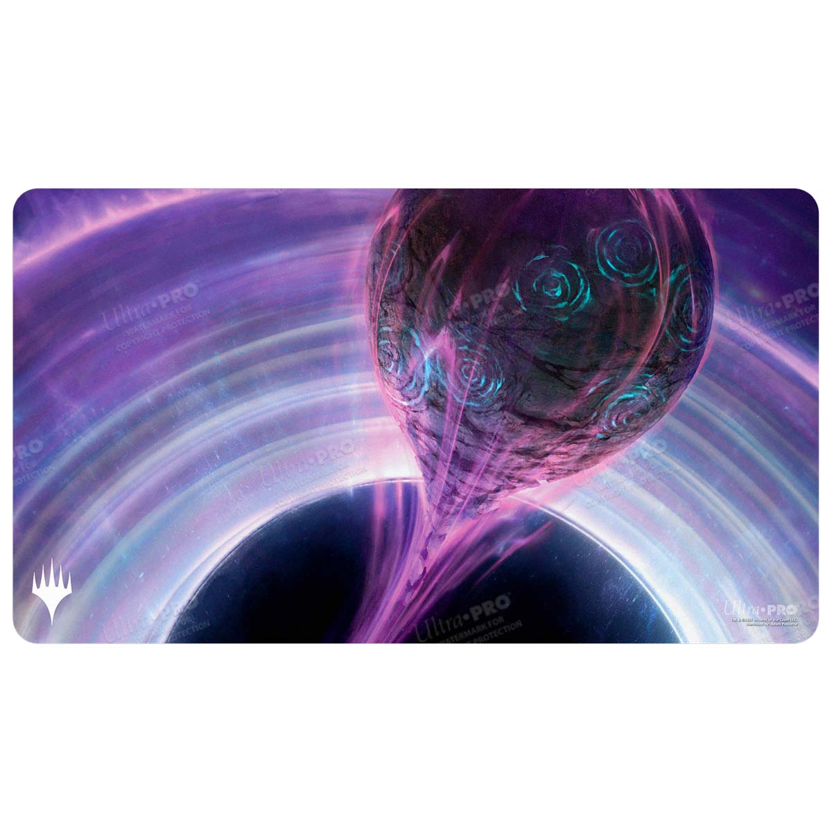 A purple and black cosmic playmat featuring a swirling vortex and a dark planet. Brand: Ultra PRO, Item: Edge of Eternities Susur Secundi, Void Altar Playmat for Magic: The Gathering