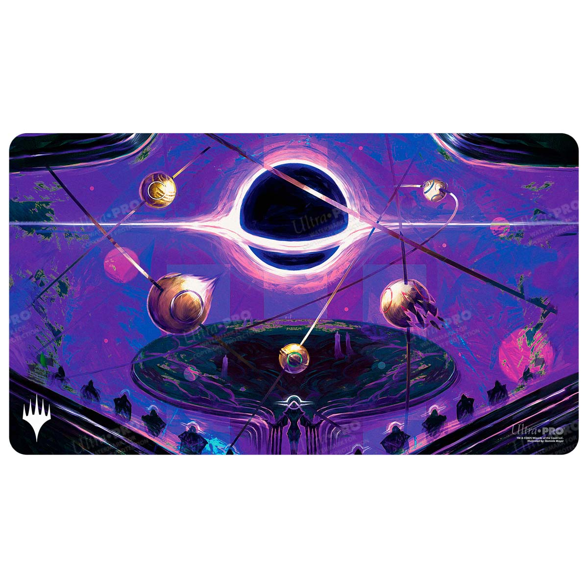 A purple and blue cosmic playmat featuring a black hole, planets, and celestial bodies. Brand: Ultra PRO, Item: Edge of Eternities Sothera, the Supervoid Playmat for Magic: The Gathering