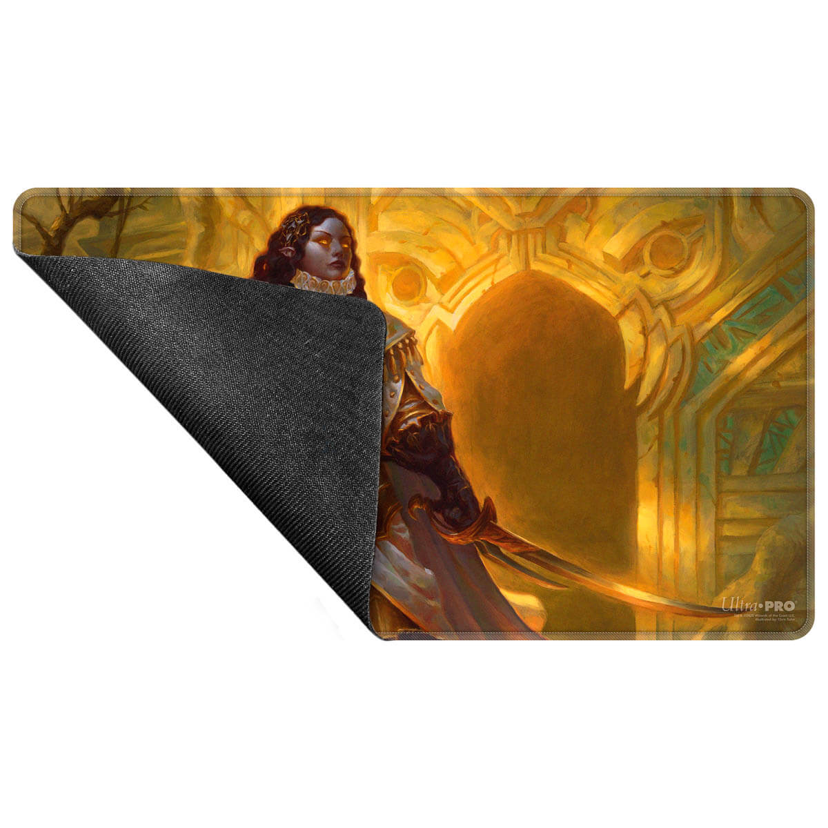 A Stitched Playmat featuring Elenda, the Dusk Rose from Magic: The Gathering. Brand: Ultra-Pro, Item: Commander Series #8 Elenda, the Dusk Rose Stitched Playmat.