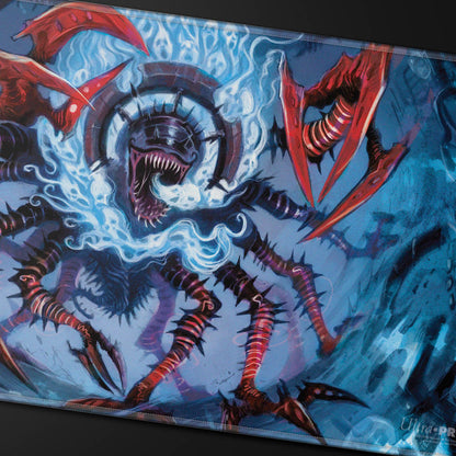 A blue and red The Mindskinner Playmat for Magic: The Gathering. Brand: Ultra-PRO, Item: Commander Series #8 The Mindskinner Playmat.