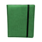 A green Dragon Hide 9-pocket binder. Brand: Legion Supplies, Item: 9 Pocket Dragon Hide Green Binder.