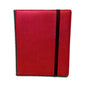 A red dragon hide 9-pocket binder. Brand: Legion Supplies, Item: 9 Pocket Dragon Hide Red Binder.