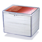 A clear plastic hinged 150 card storage case for collectible cards. Brand: Ultra PRO, Item: Hinged 150 Card Storage Case.