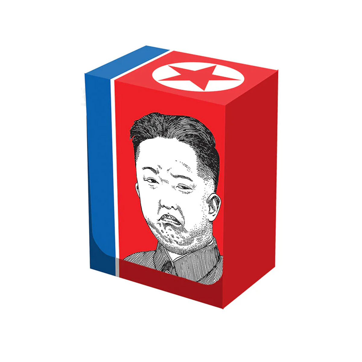 A red and blue Grumpy Kim Card Box from Legion Supplies.