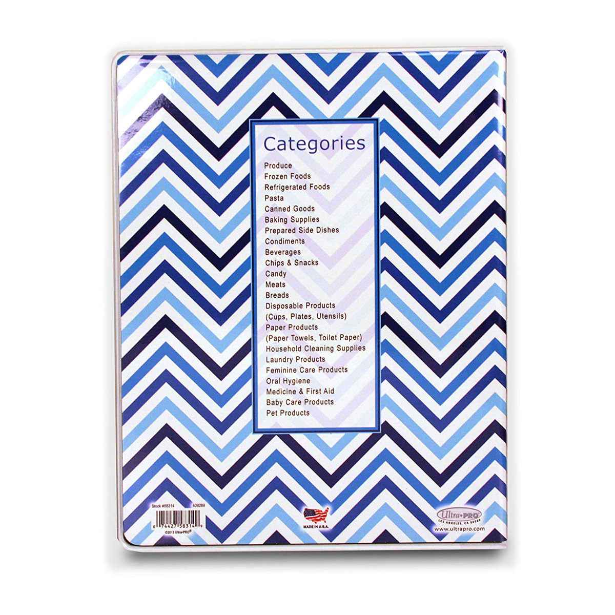 A blue chevron 9-Pocket Coupon Organizer Portfolio. Brand: Ultra Pro, Item: Coupon Organizer.