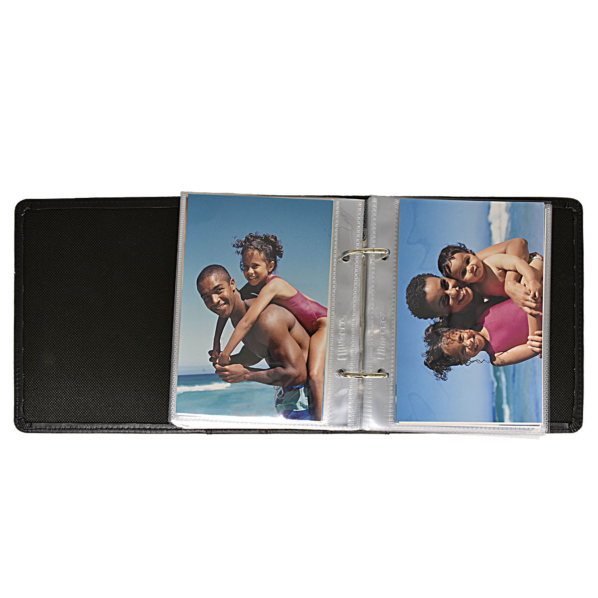 A black 2-Ring Mini Album with pages for 4" x 6" prints. Brand: nan, Item: 2-Ring Mini Album with Pages for 4" x 6" Prints.