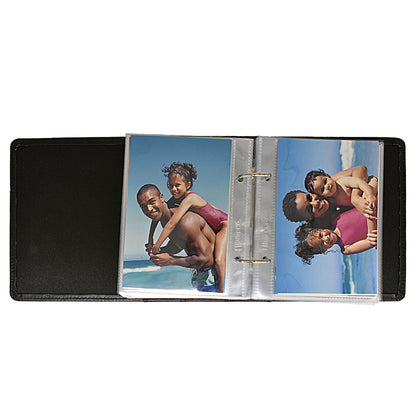 A black 2-Ring Mini Album with pages for 4" x 6" prints. Brand: nan, Item: 2-Ring Mini Album with Pages for 4" x 6" Prints.