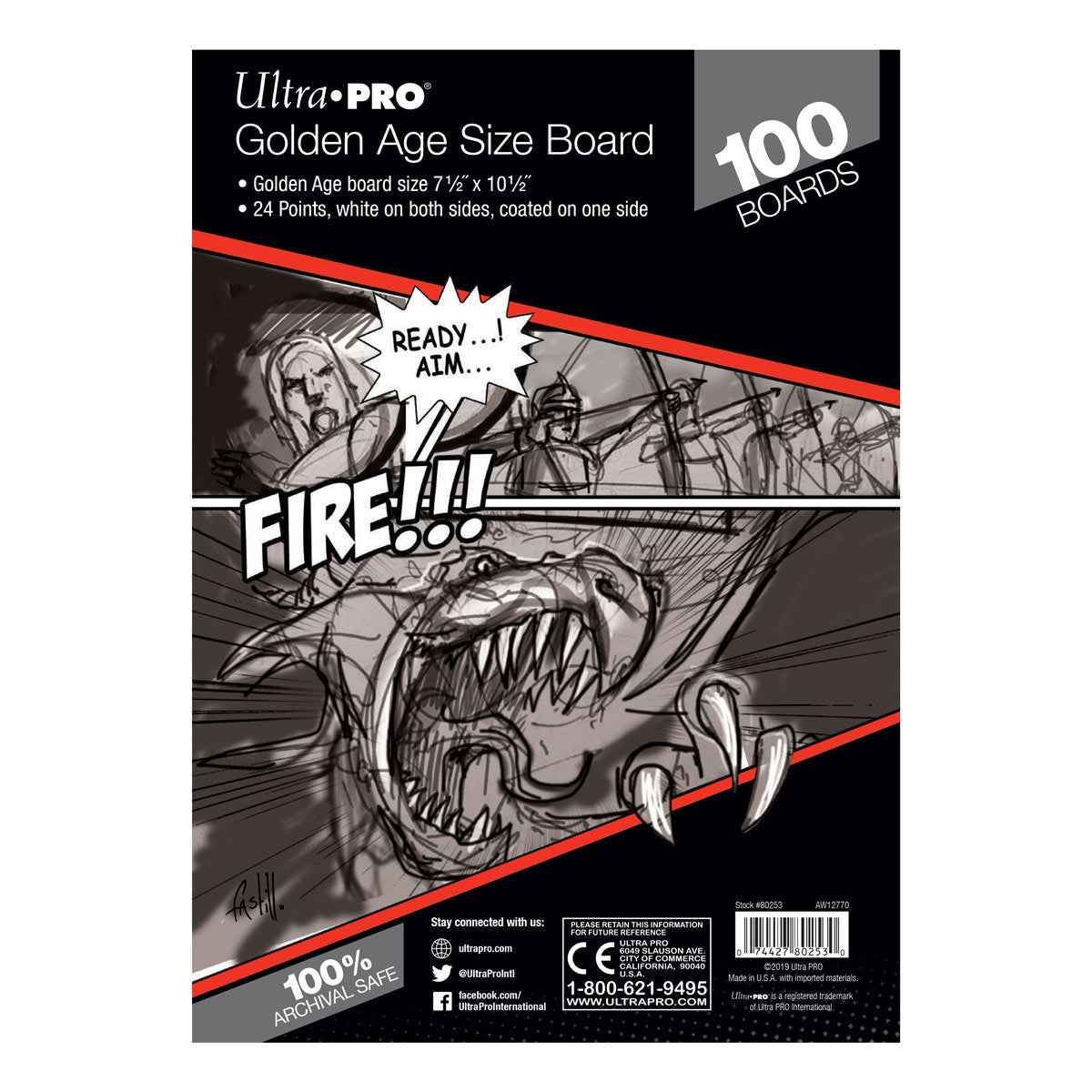 A black and white Ultra PRO Golden Age Size Comic Boards (100ct).
