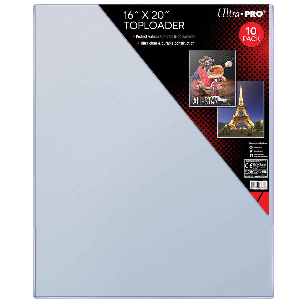 A clear 16" x 20" Toploader. Brand: Ultra PRO, Item: 16" x 20" TOPLOADER® Sleeves (10ct)