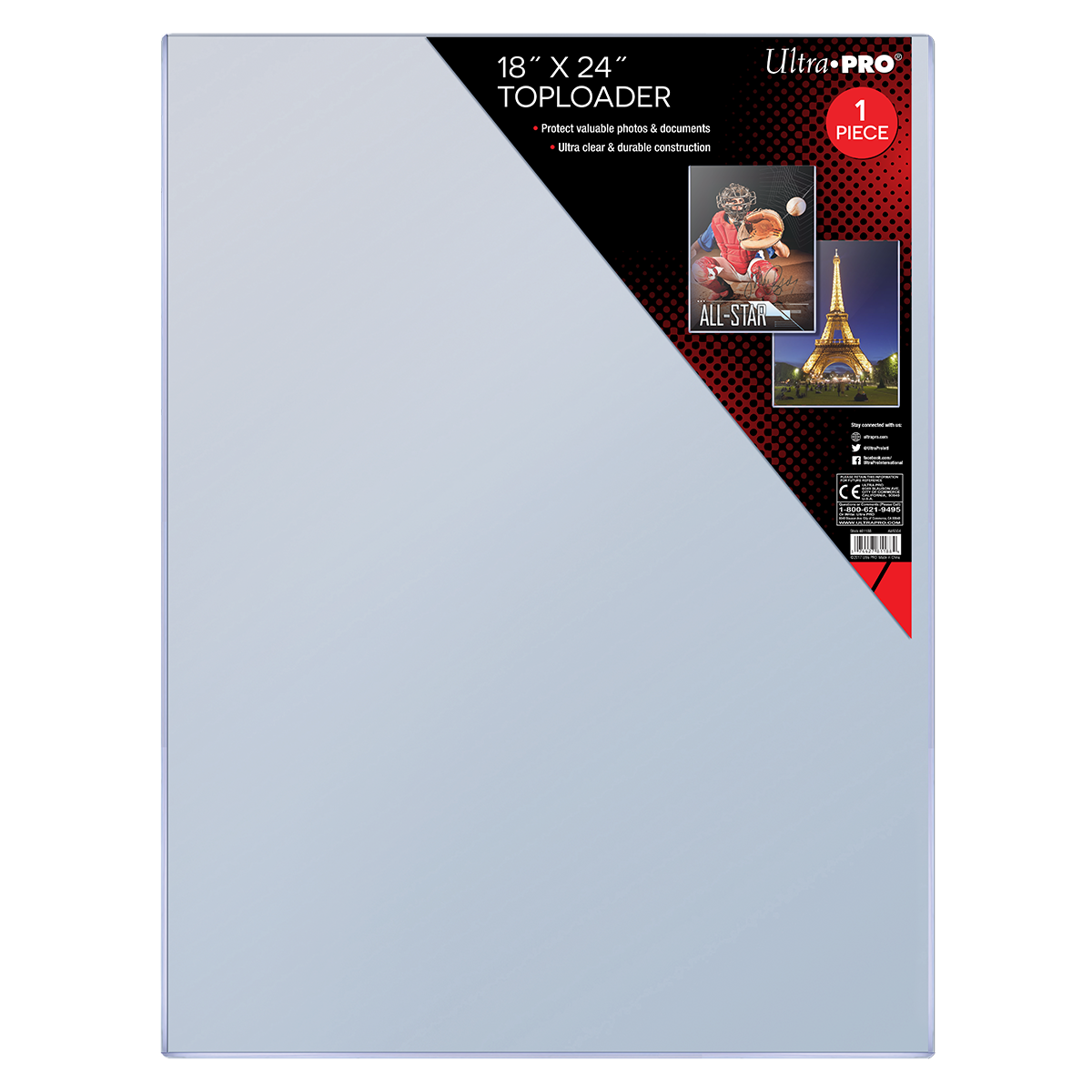 A clear 18" x 24" Toploader. Brand: Ultra PRO, Item: 18" x 24" TOPLOADER® (1ct)