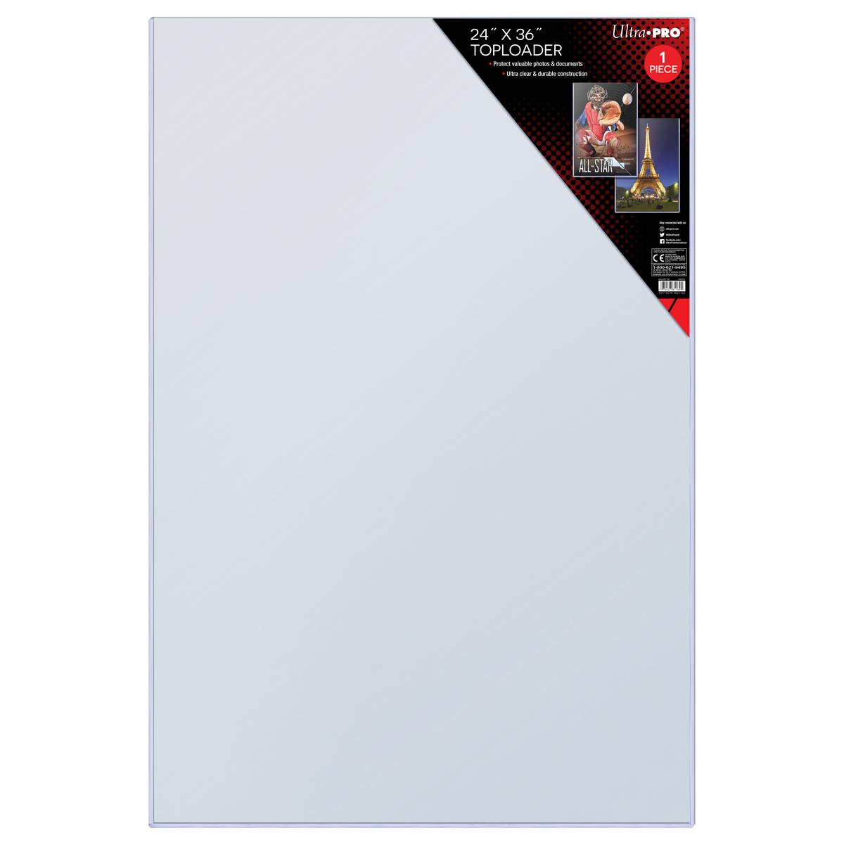A clear 24" x 36" Collectible Storage TOPLOADER®. Brand: Ultra PRO International, Item: 24" X 36" TOPLOADER®