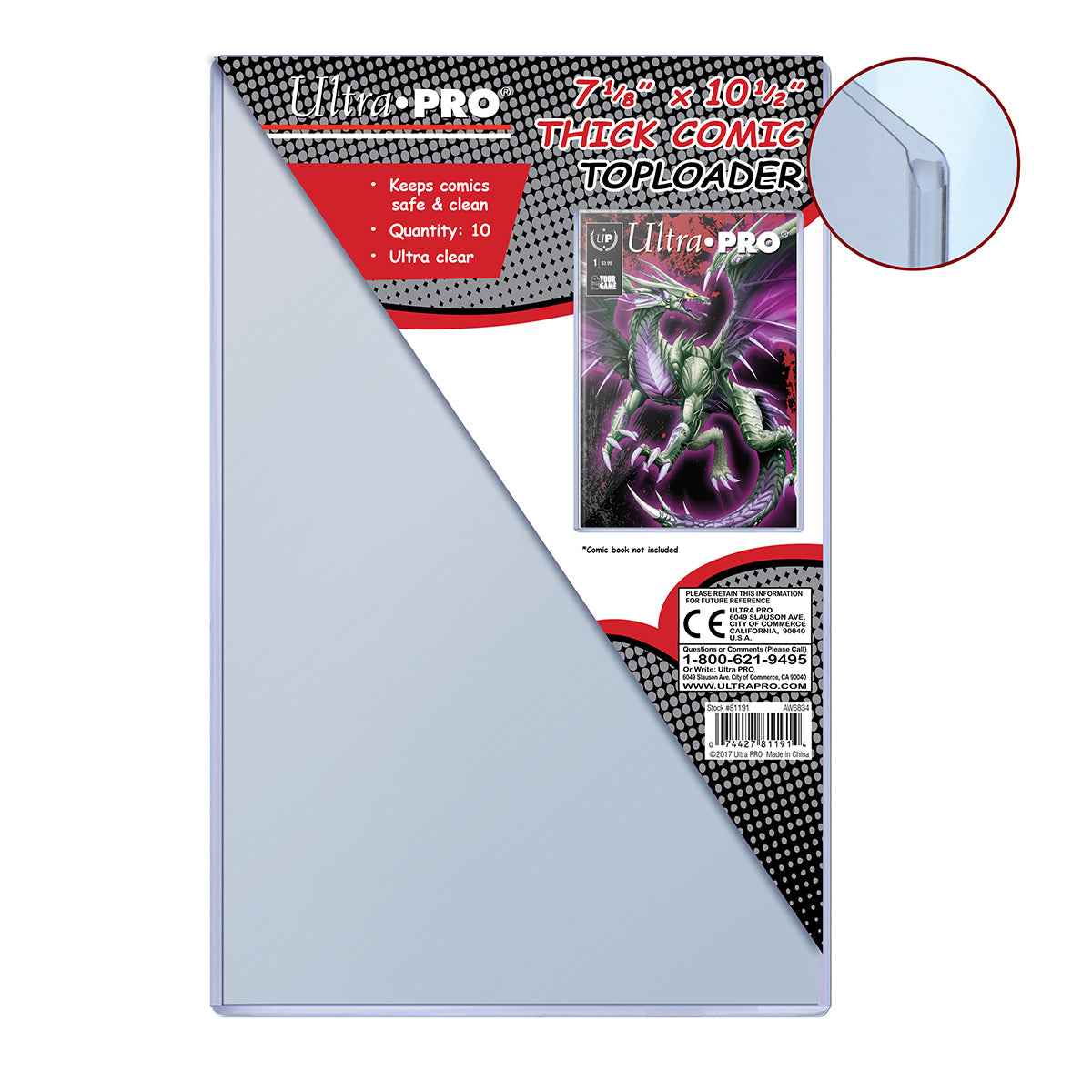 A clear Ultra PRO 7-1/8" x 10-1/2" Thick Comic Toploader Sleeves (10ct).
