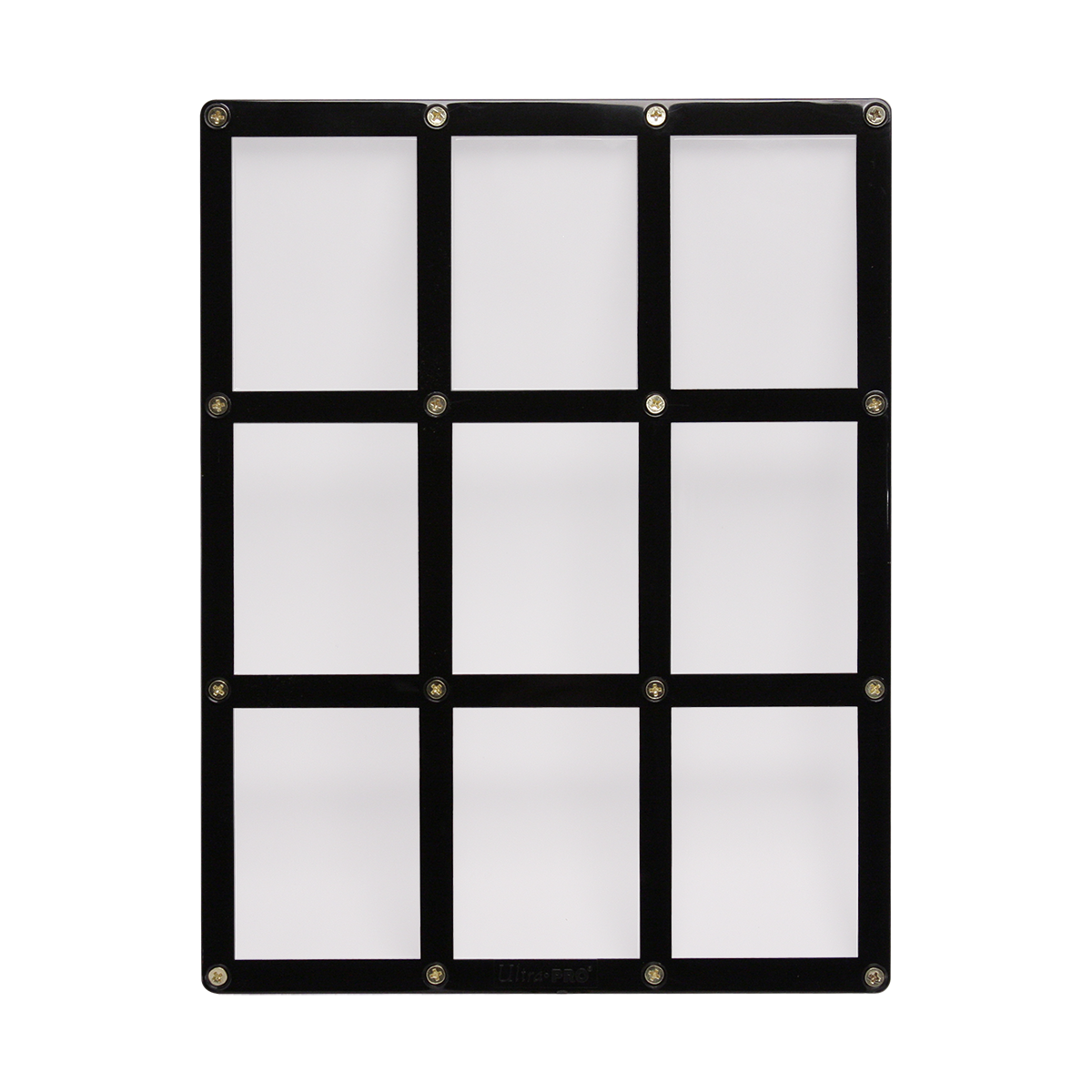 A Black 9-Card Frame Screwdown Holder. Brand: Ultra PRO, Item: 9-Card Black Frame Screwdown Holder