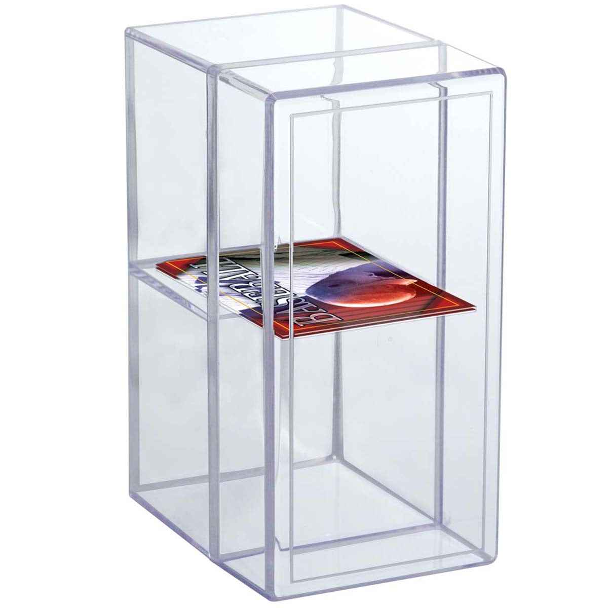 A clear 2-compartment card box. Brand: Not specified, Item: 2-Piece 2-Compartment Clear Card Box.