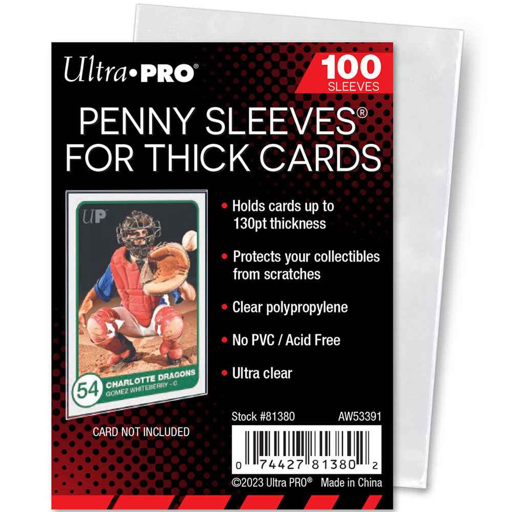 A pack of Ultra PRO Penny Sleeves for Thick Cards. Brand: Ultra PRO, Item: 100 Sleeves for Thick Cards.