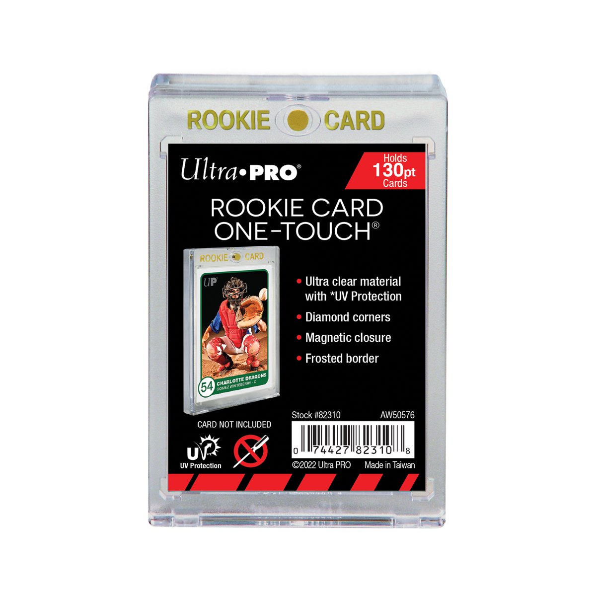 A clear Ultra PRO Rookie Card One-Touch Magnetic Holder for 130pt cards.