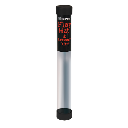 A clear and black Play Mat & Artwork Tube. Brand: Ultra PRO, Item: Gaming Playmat and Artwork Tube.