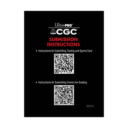 A black CGC Submission Instructions card with Ultra PRO logo. Brand: CGC, Item: Card Submission Pack.