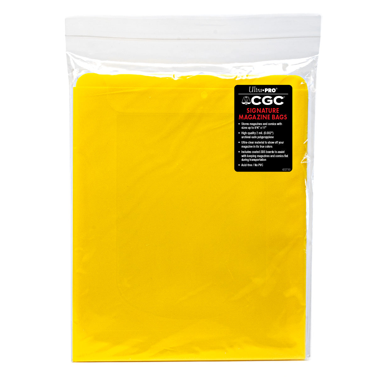 A yellow pack of CGC Signature Series Magazine Bags. Brand: CGC, Item: Signature Series Magazine Bags