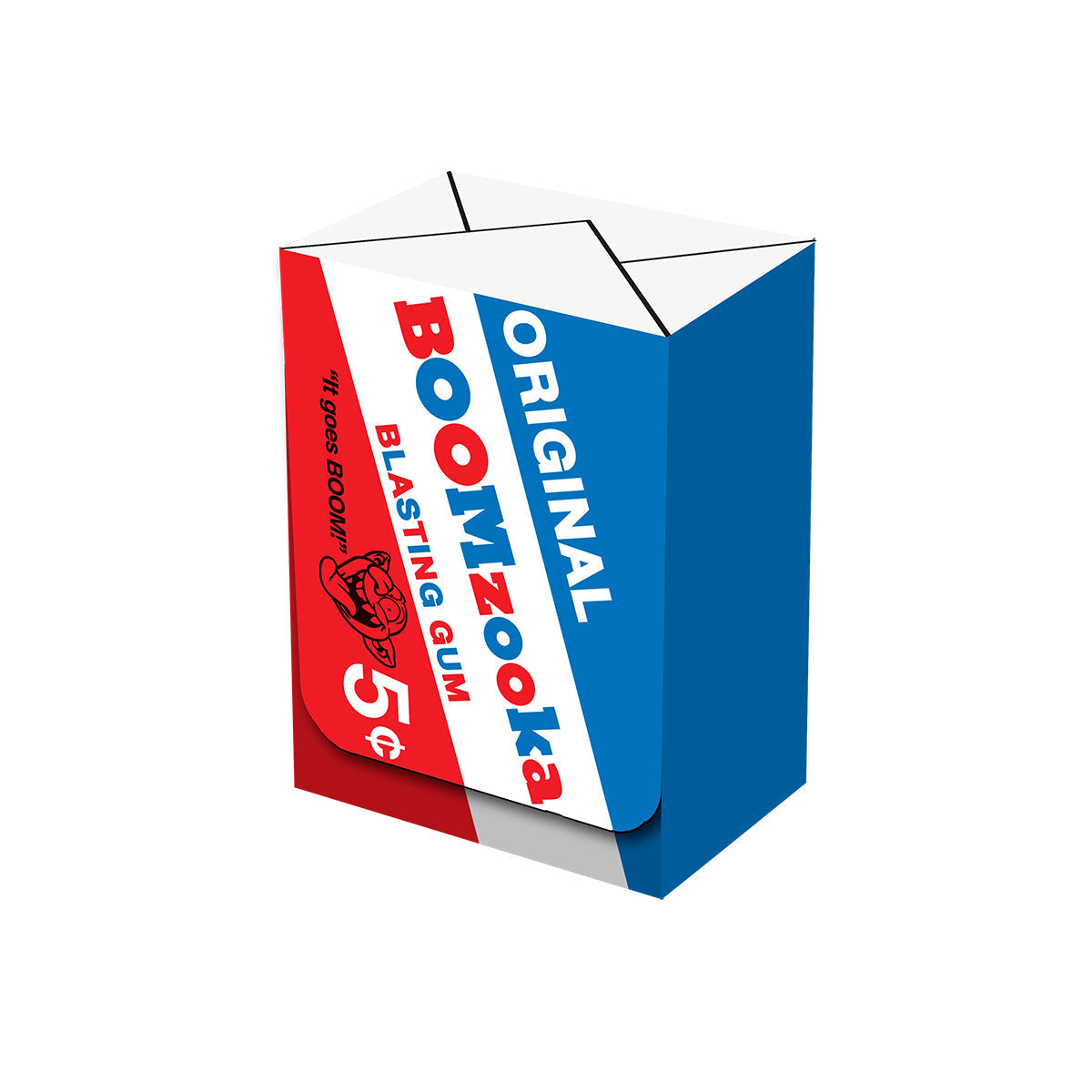 A red and blue Boomzooka Card Box. Brand: Legion Supplies, Item: Boomzooka Card Box.