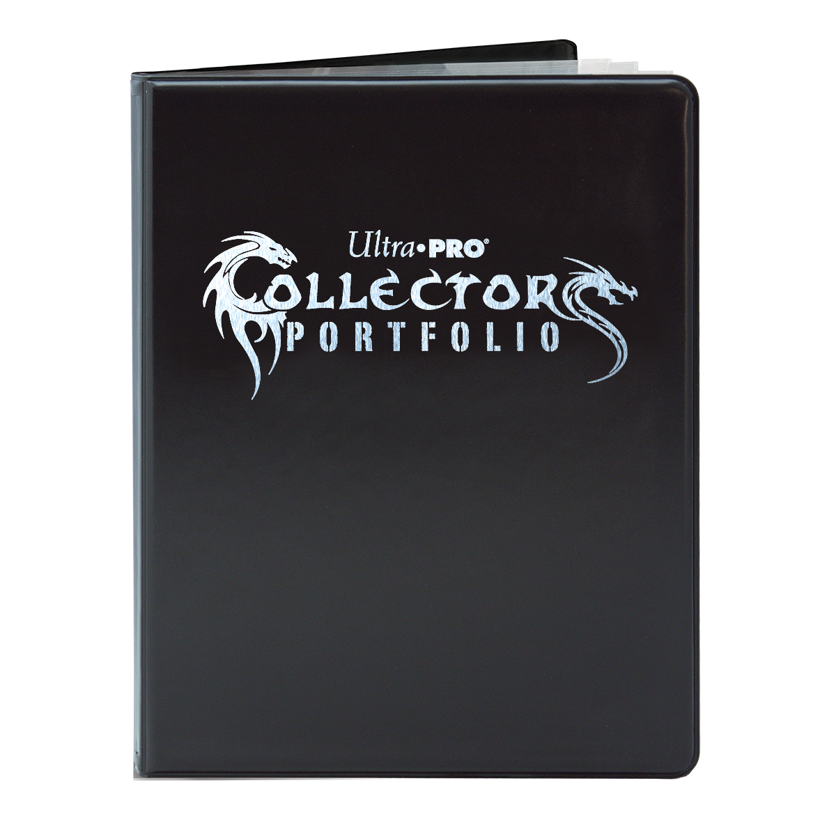 A black 9-Pocket Collector's Portfolio. Brand: Ultra PRO, Item: 9-Pocket Collectors Dragon Portfolio.